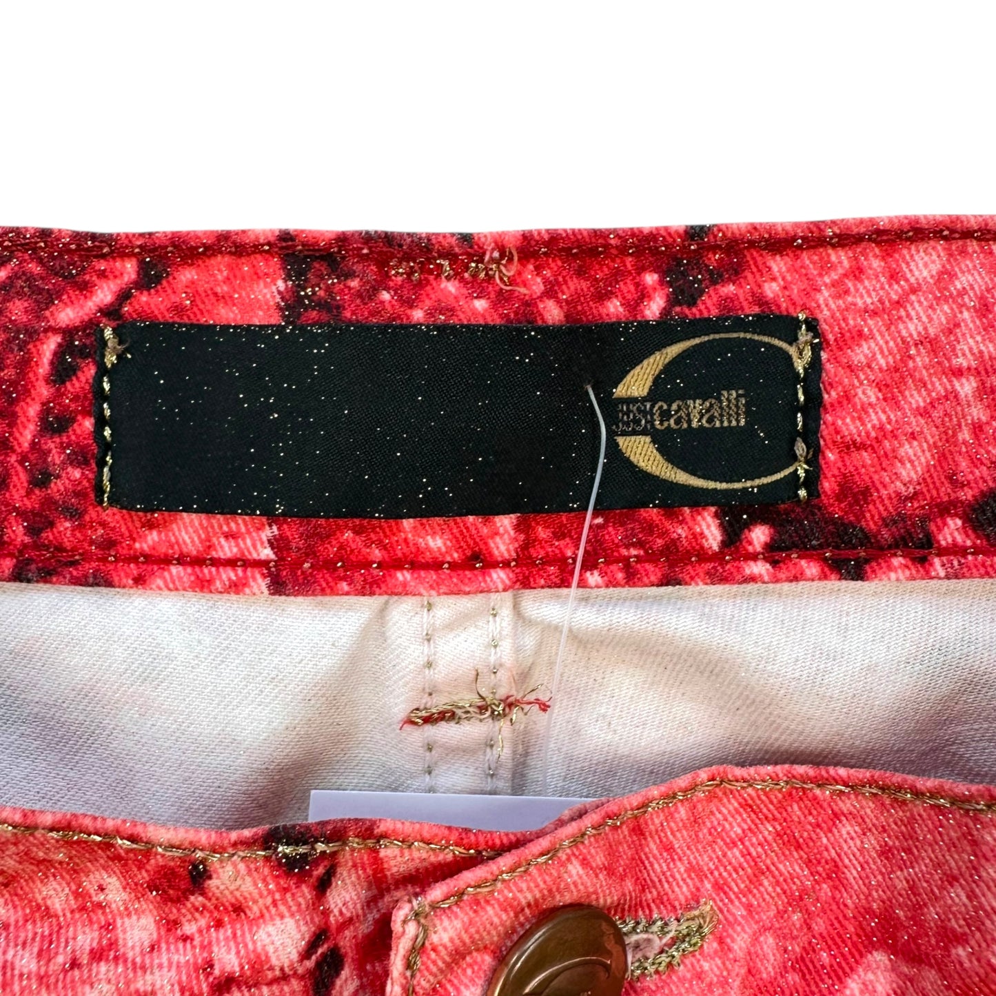 Just Cavalli Roberto Cavalli Pink Glitter Snakeskin Print Jeans