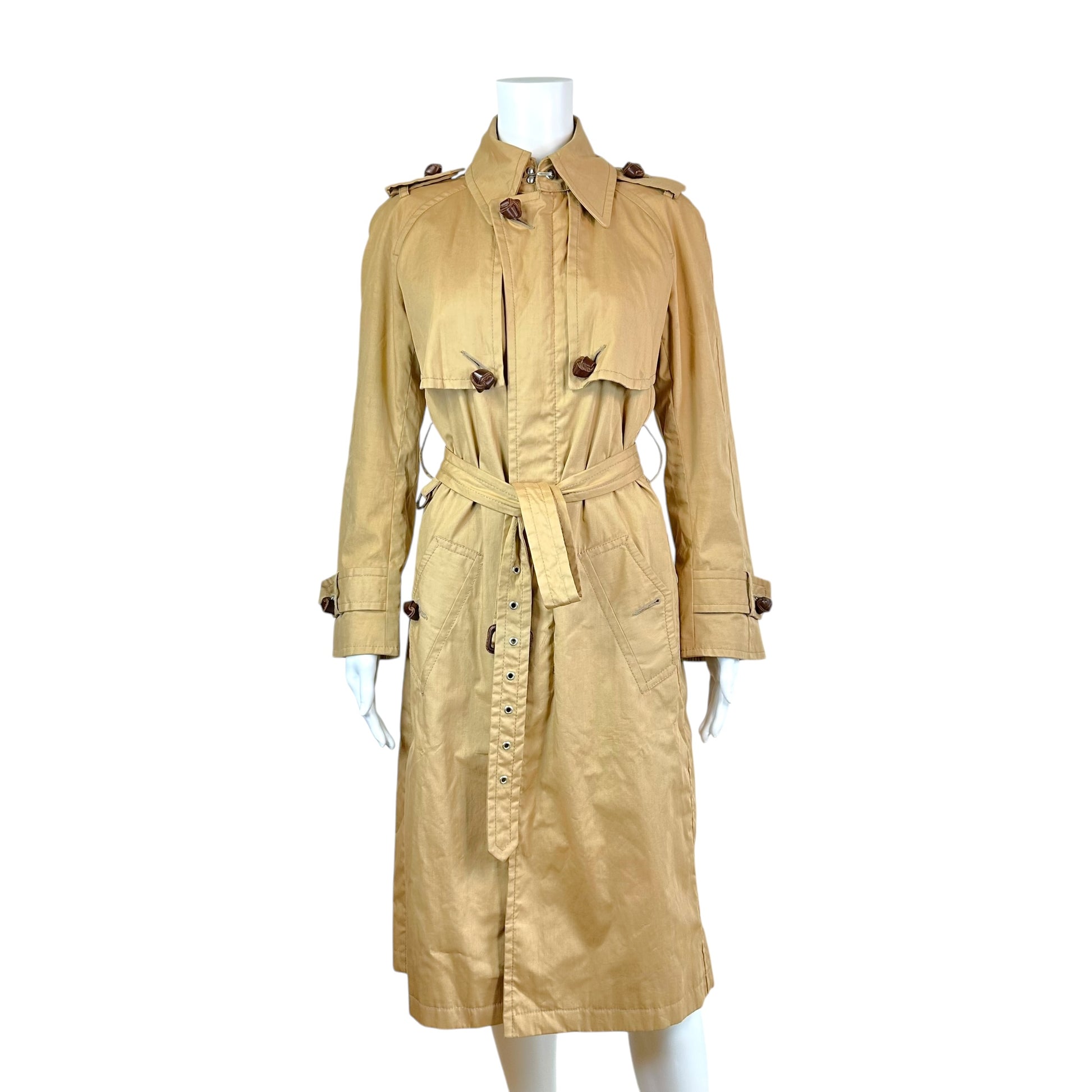 Dsquared2 Beige Trench Coat With Woven Leather Buttons