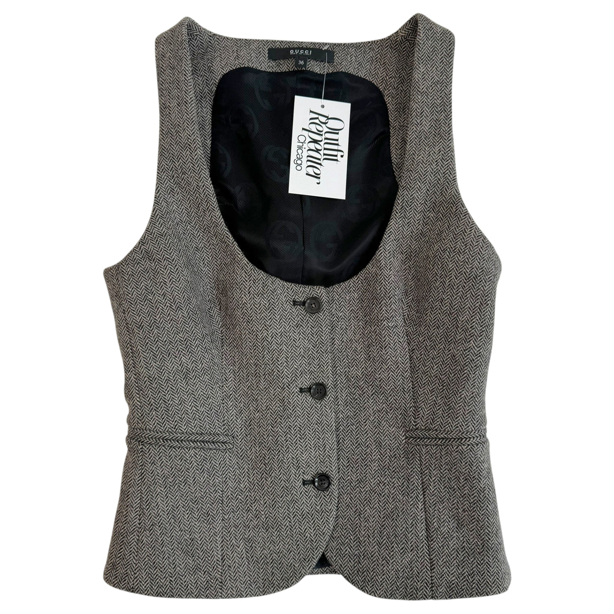 Gucci Herringbone Vest Cropped Gaucho Trousers Set