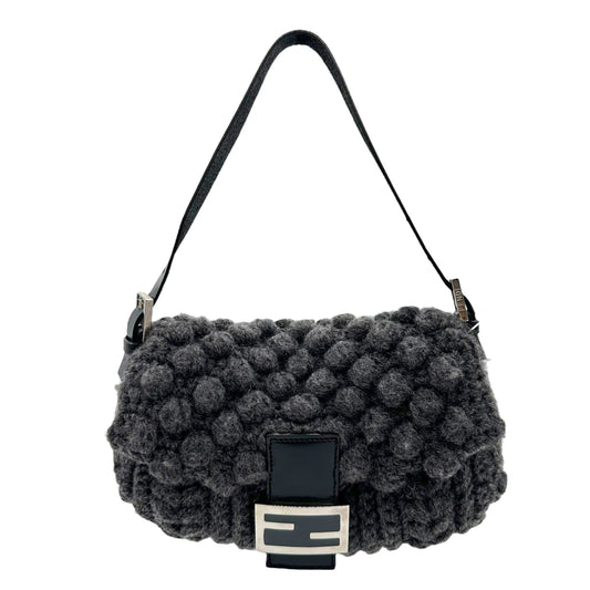 Fendi Gray Wool Knit Baguette Bag