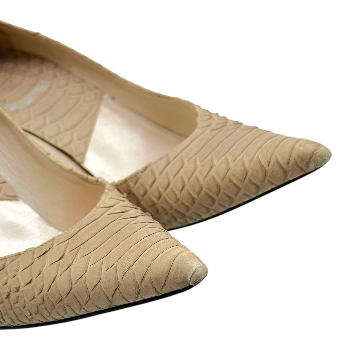 Christian Dior Ivory Snakeskin Pointed Toe Heels