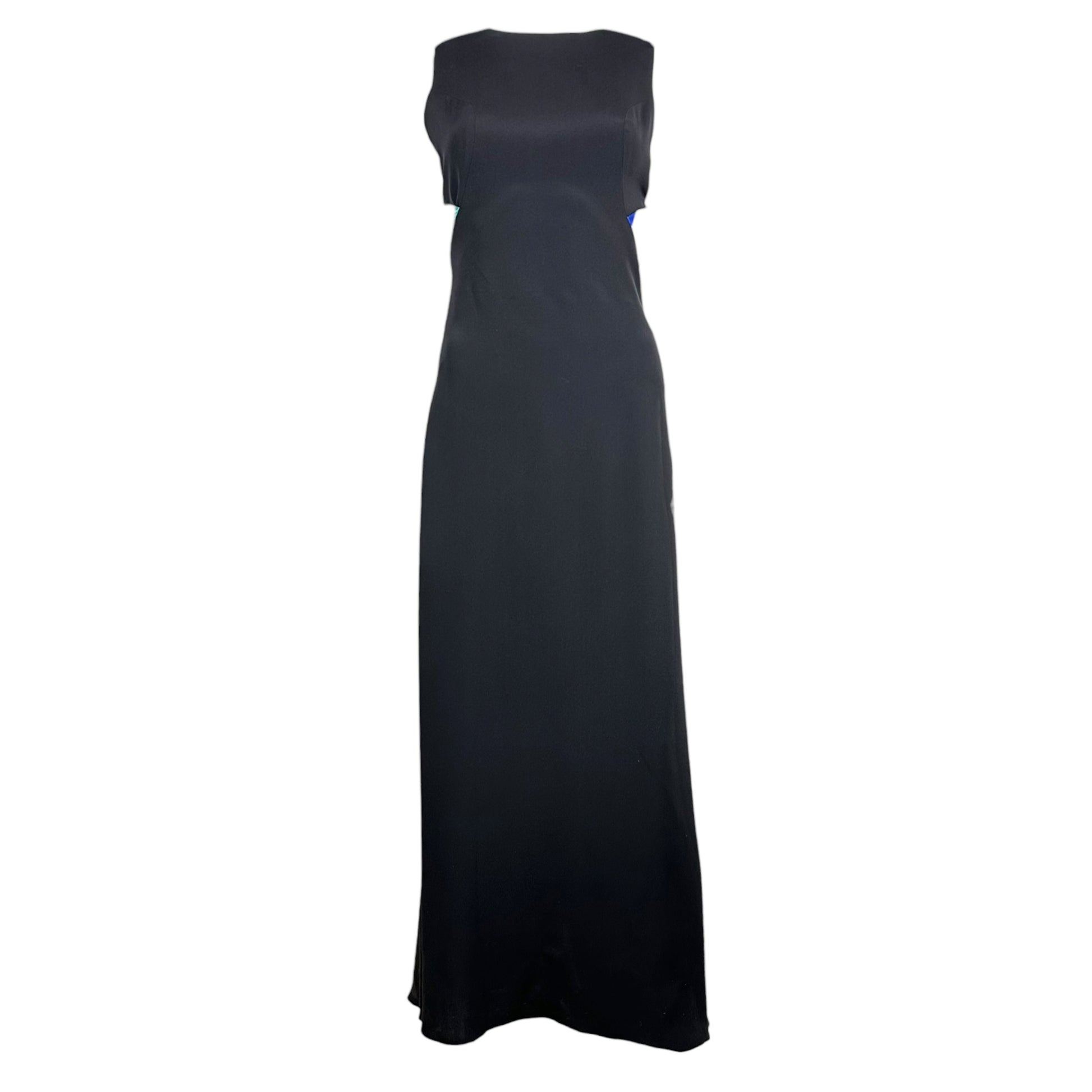 Emilio Pucci Black Maxi Dress Multicolor Silk Tie-Back