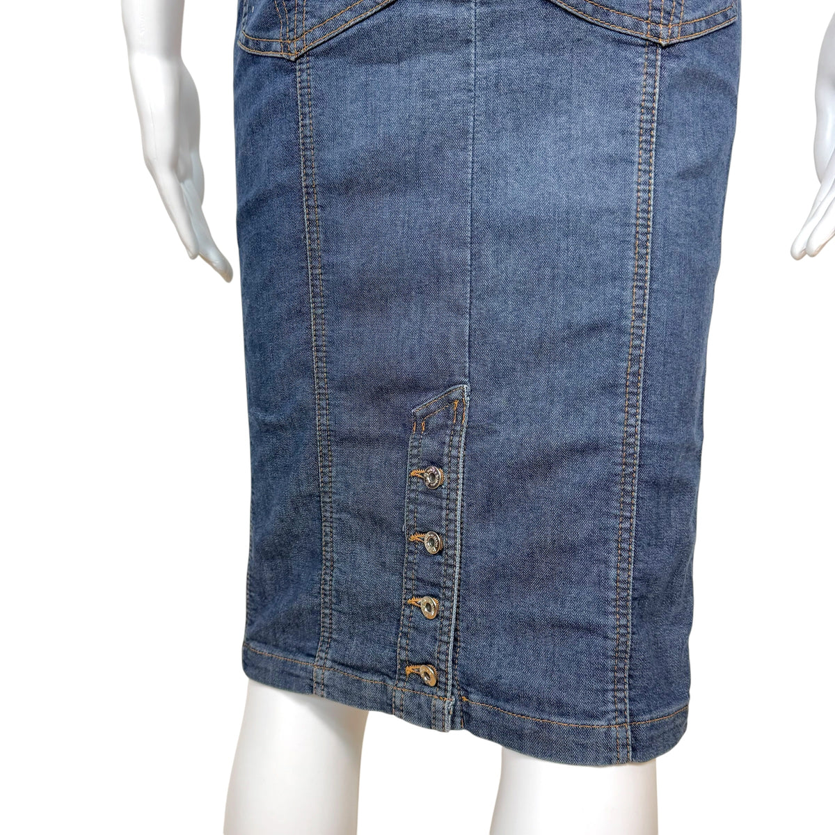 D&G Dolce & Gabbana Dark Wash Denim Bustier Midi Dress