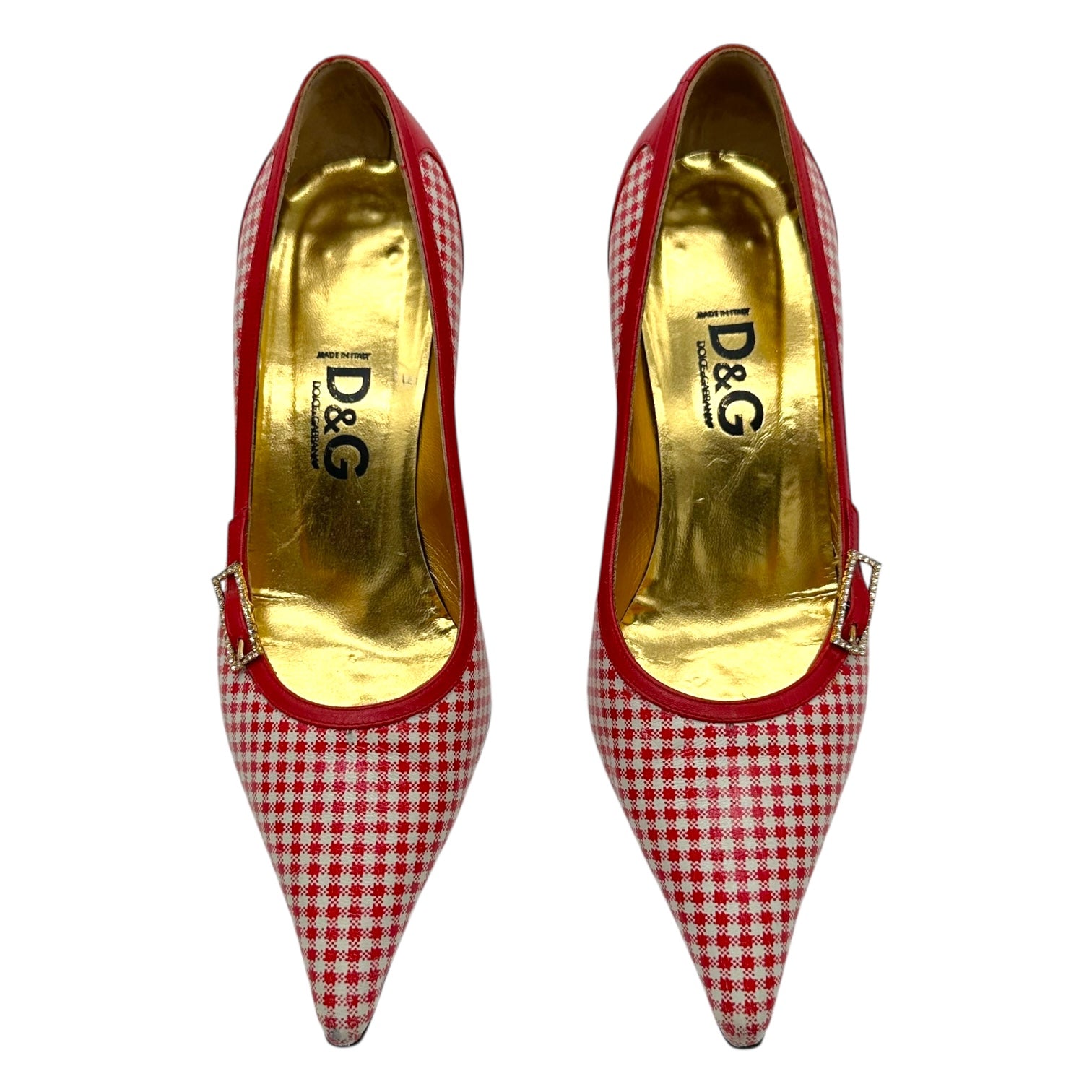 D&G Dolce & Gabbana Red Gingham Kitten Heels - Outfit Repeater