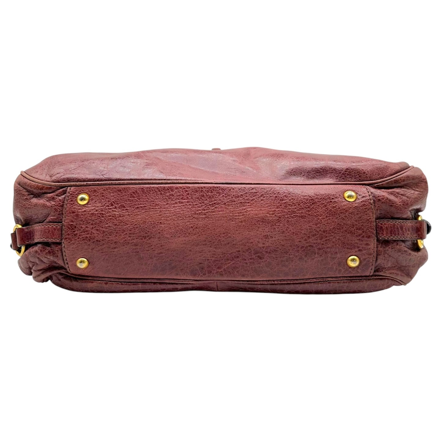 Miu Miu Burgundy Leather 2-Way Bag with Gold Hardware
