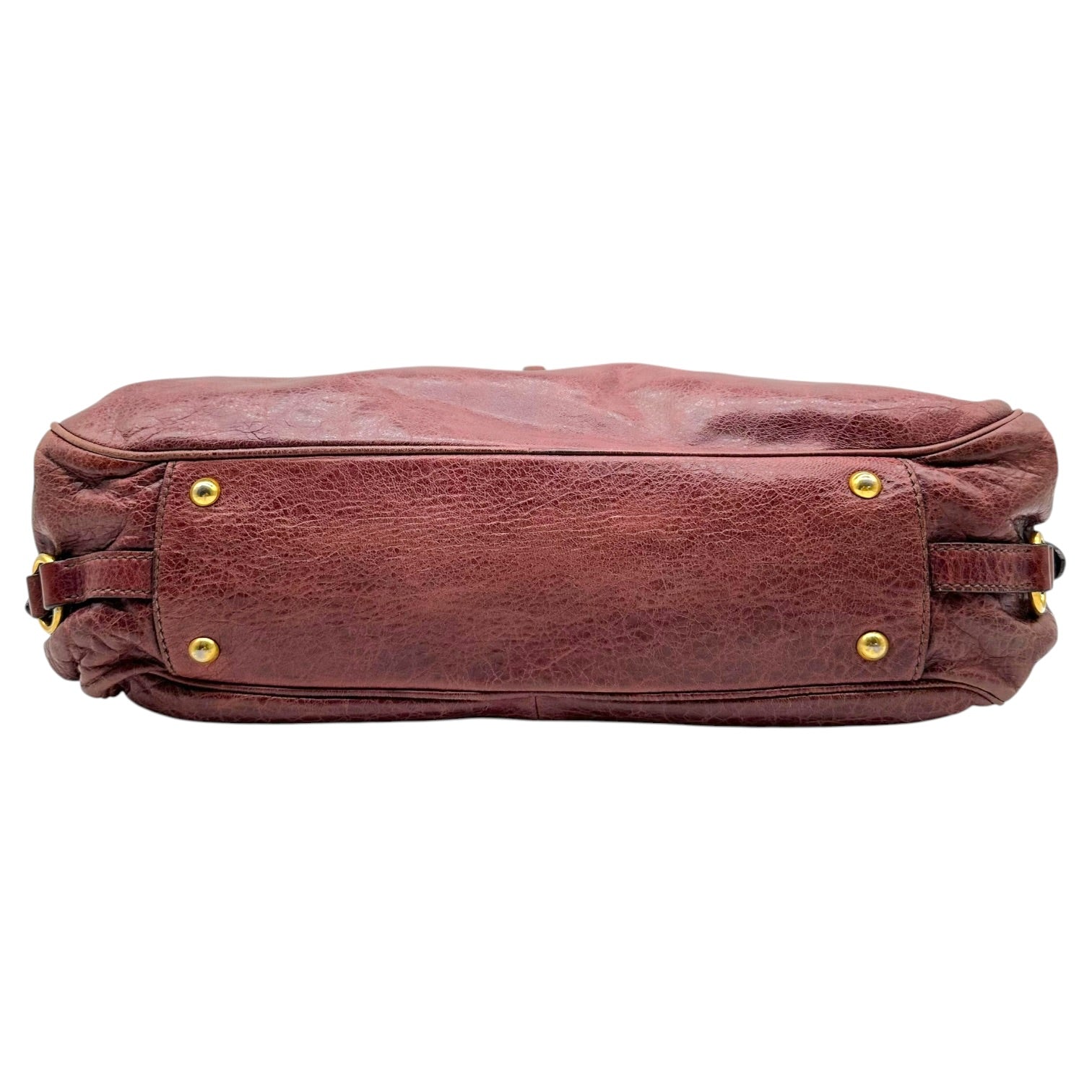 Miu Miu Burgundy Leather 2-Way Bag with Gold Hardware
