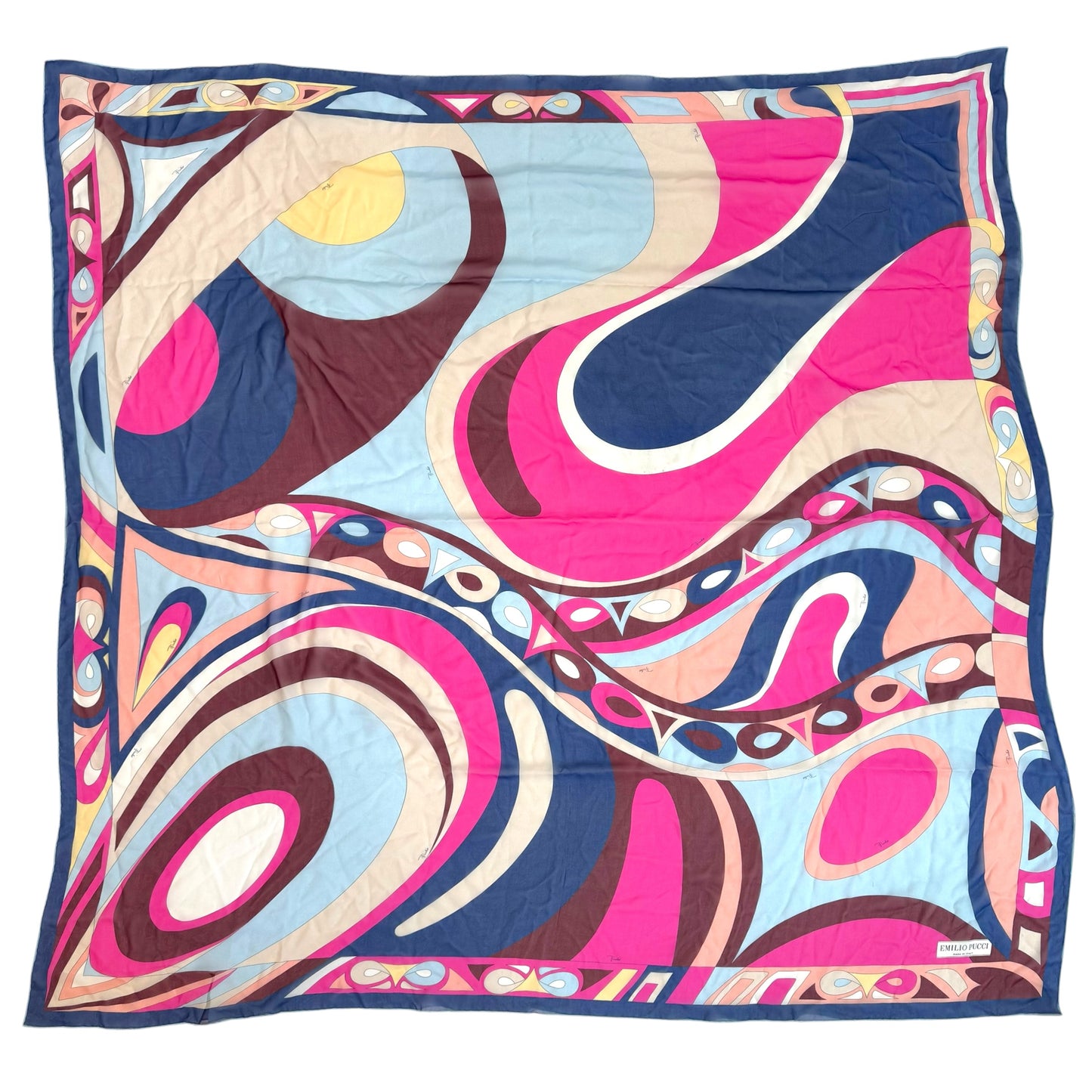Emilio Pucci Pink & Blue Sheer Printed XL Silk Square Scarf
