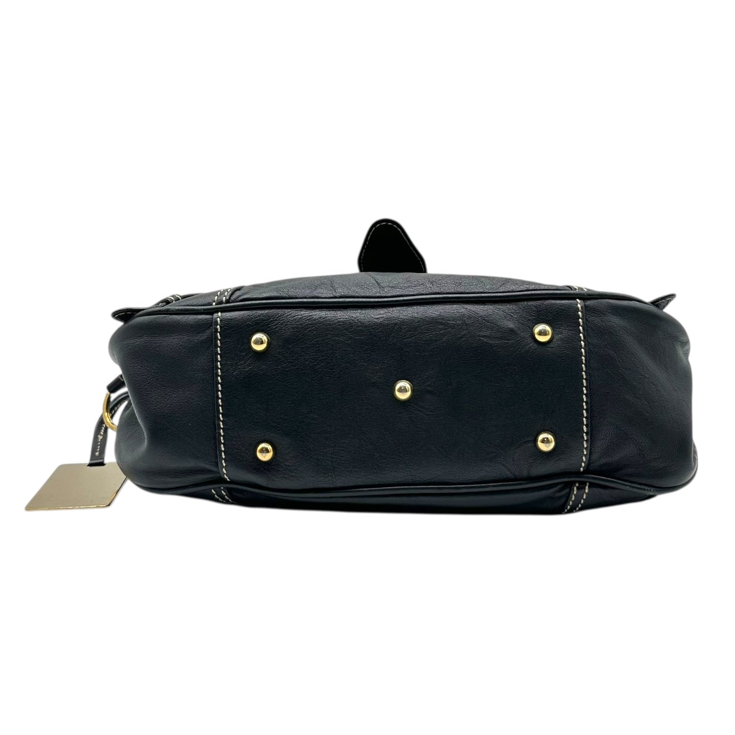 Dolce & Gabbana Black Leather & Gold Buckle Shoulder Bag - Outfit Repeater