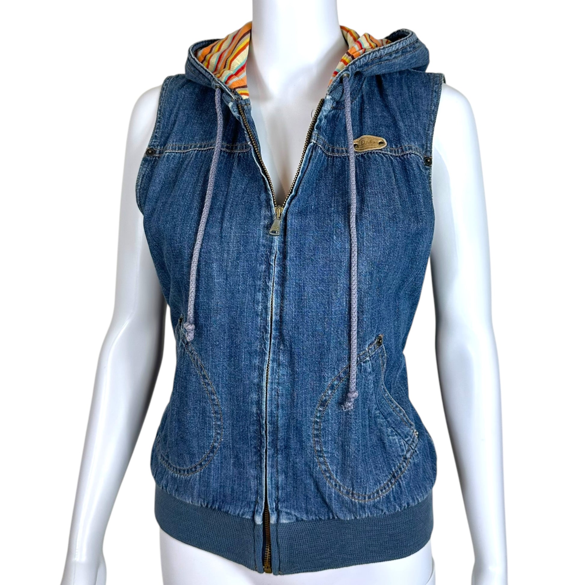 D&G Dolce & Gabbana Hooded Sleeveless Denim Vest - Outfit Repeater