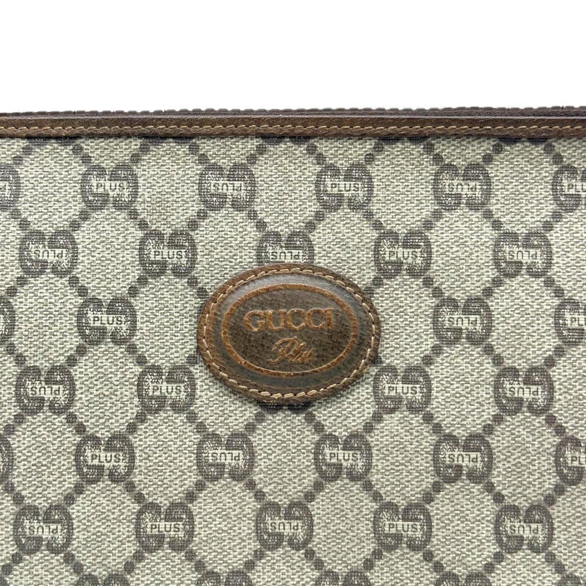 Gucci Plus Beige Monogram Zippered Pouch Bag
