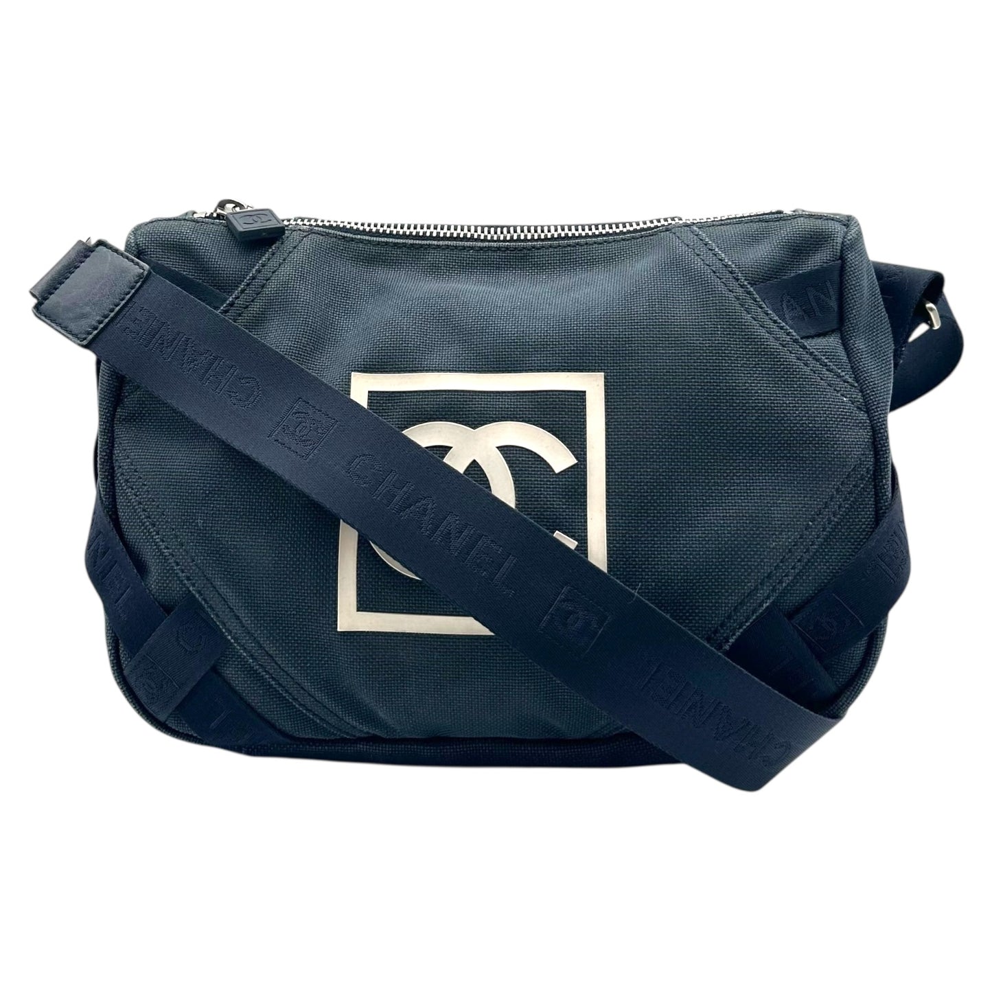 Chanel Sport Navy Blue Canvas Messenger Bag - Outfit Repeater
