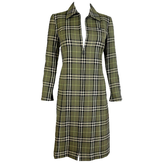 Burberry Blue Label Green Plaid Tench Coat - Outfit Repeater