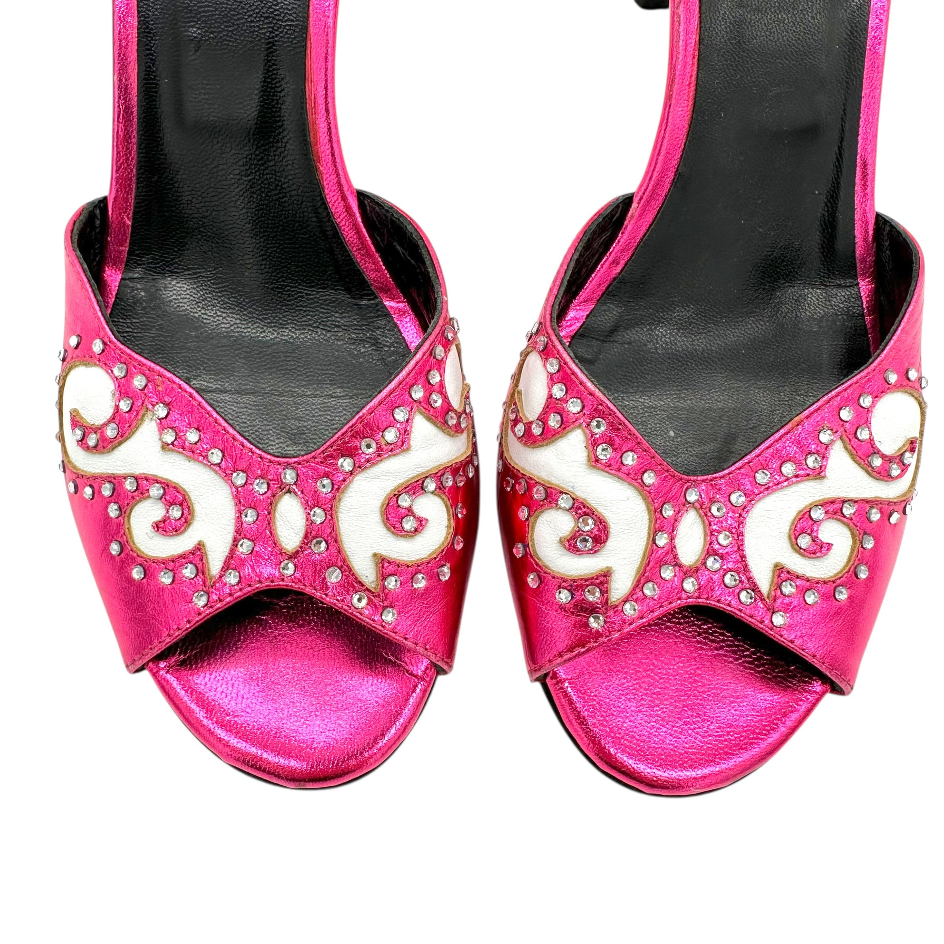 Just Cavalli Roberto Cavalli Pink Western Inspired Kitten Heels - Outfit Repeater