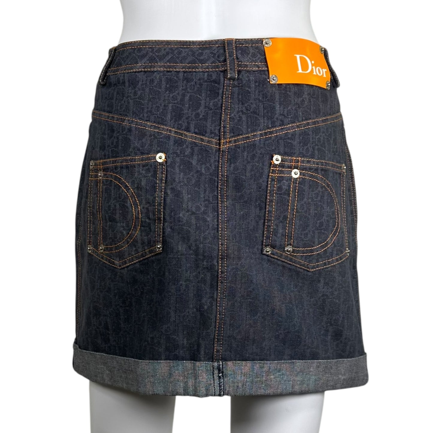 Christian Dior Denim Mini Skirt Dark Blue Monogram