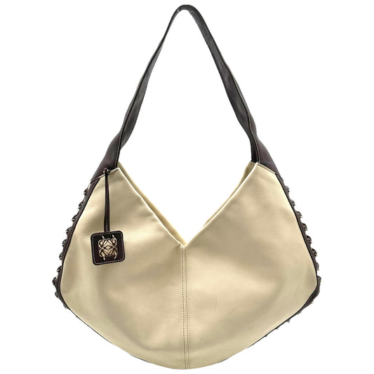 Loewe Ivory Leather Pierced Hobo Bag