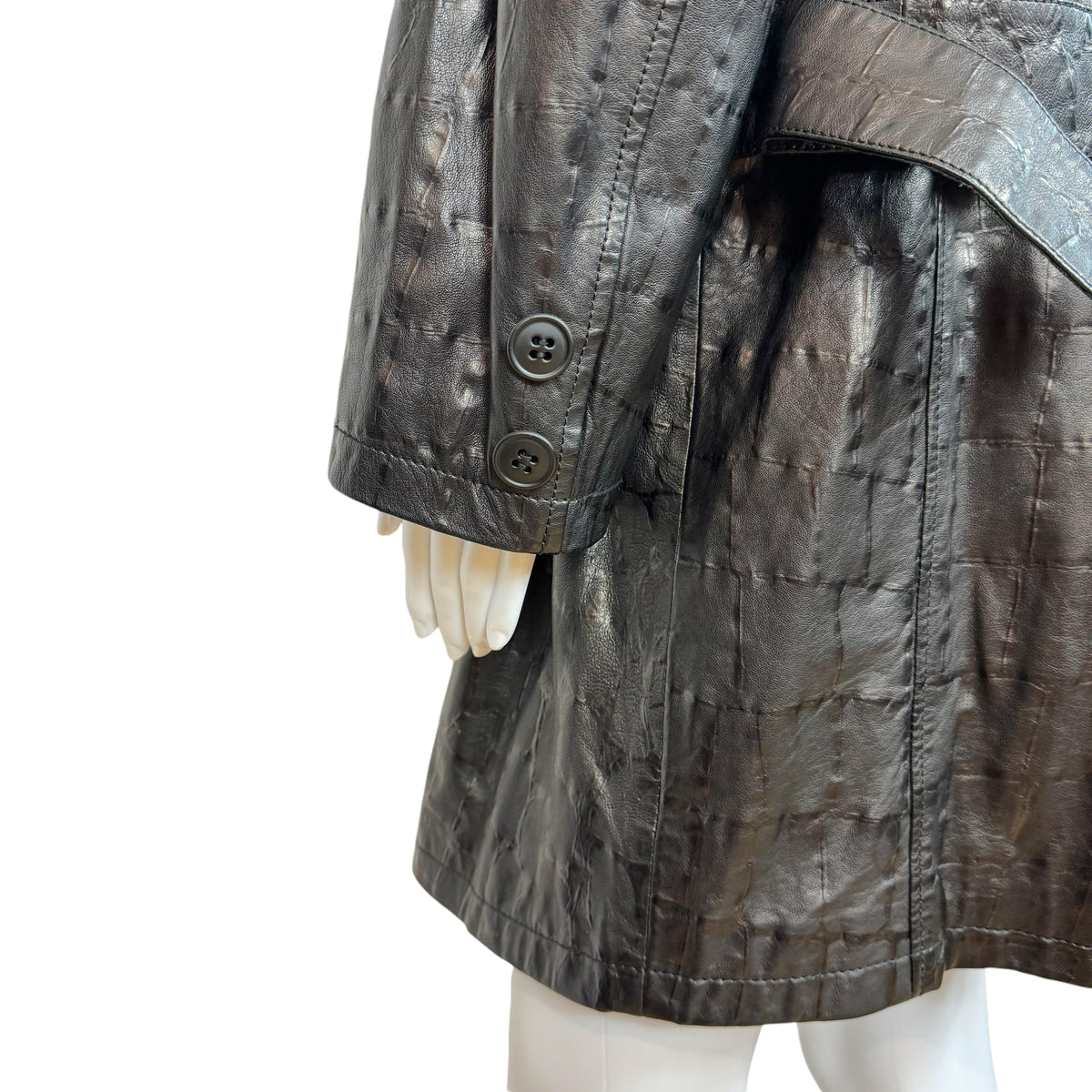 Emporio Armani F/W 2010 Croc Print Black Leather Trench Coat
