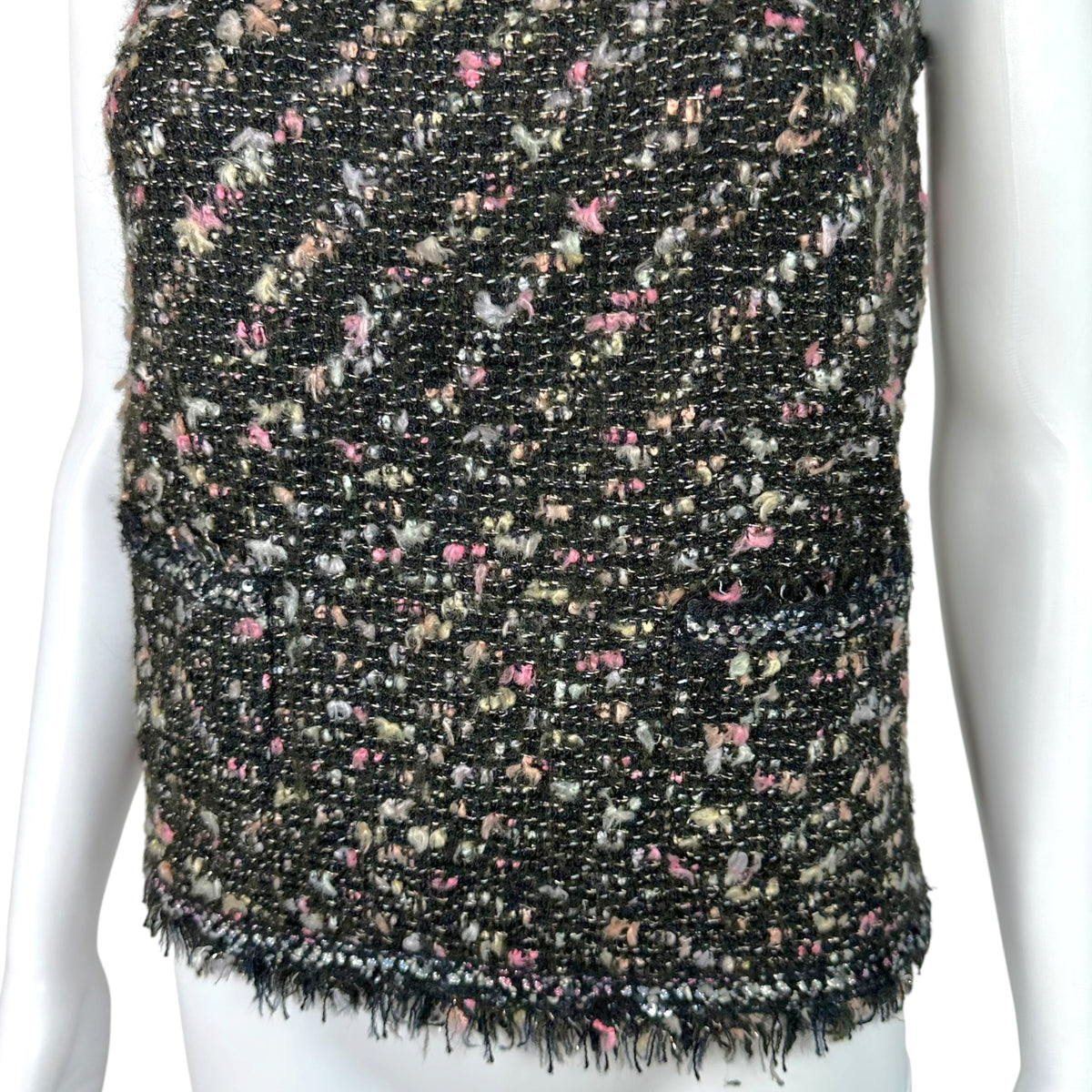 Chanel Sleeveless Top Black Pink Metallic Tweed