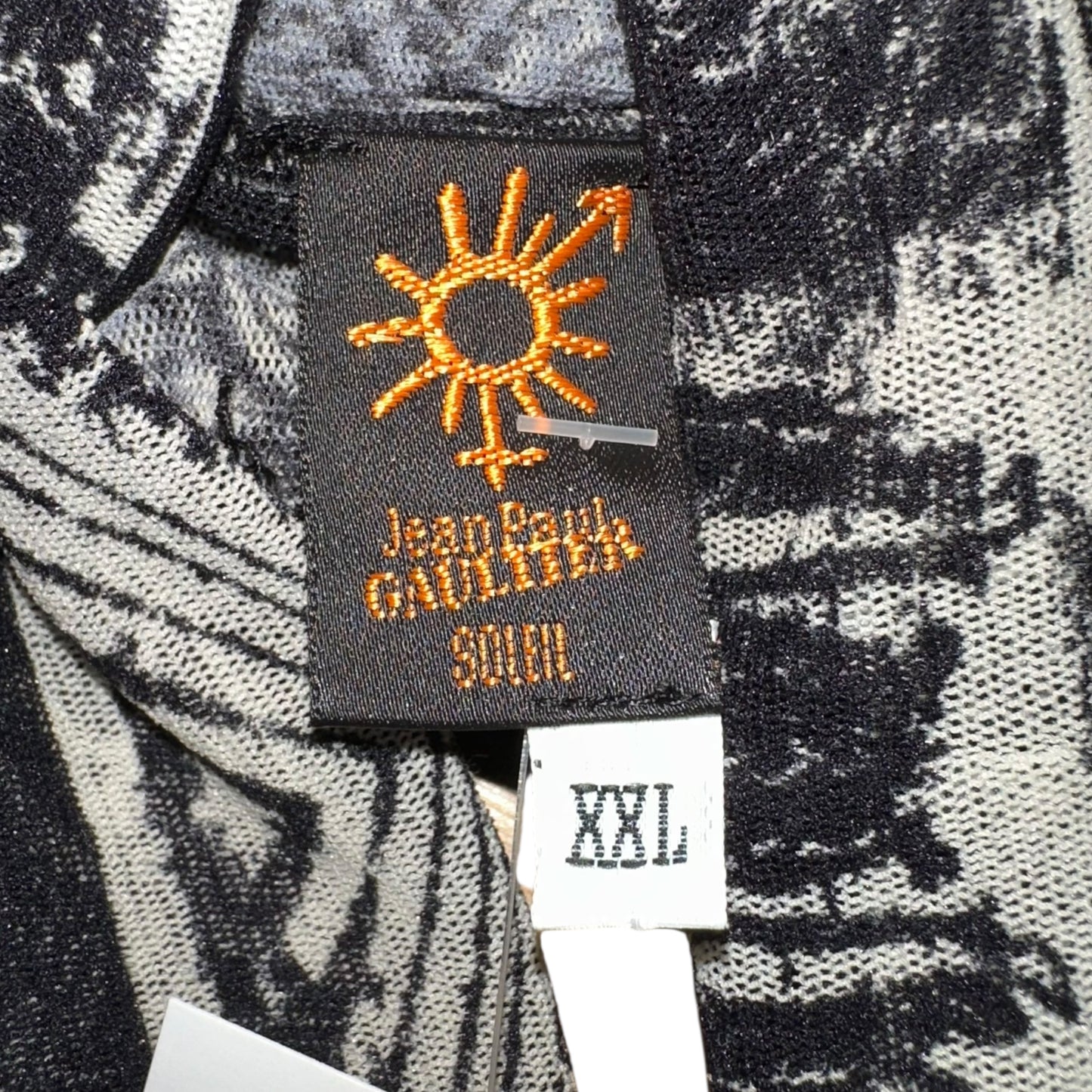 Jean Paul Gaultier Soleil Fishbone Printed Sheer Mesh Sleeveless Turtleneck Top - Outfit Repeater