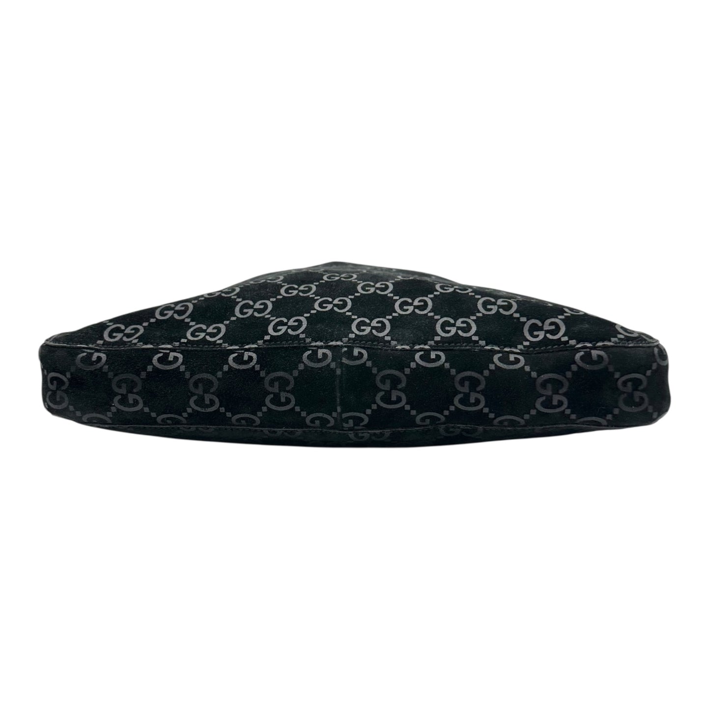 Gucci by Tom Ford Black Monogram Suede Horsebit Chain Hobo Bag - Outfit Repeater