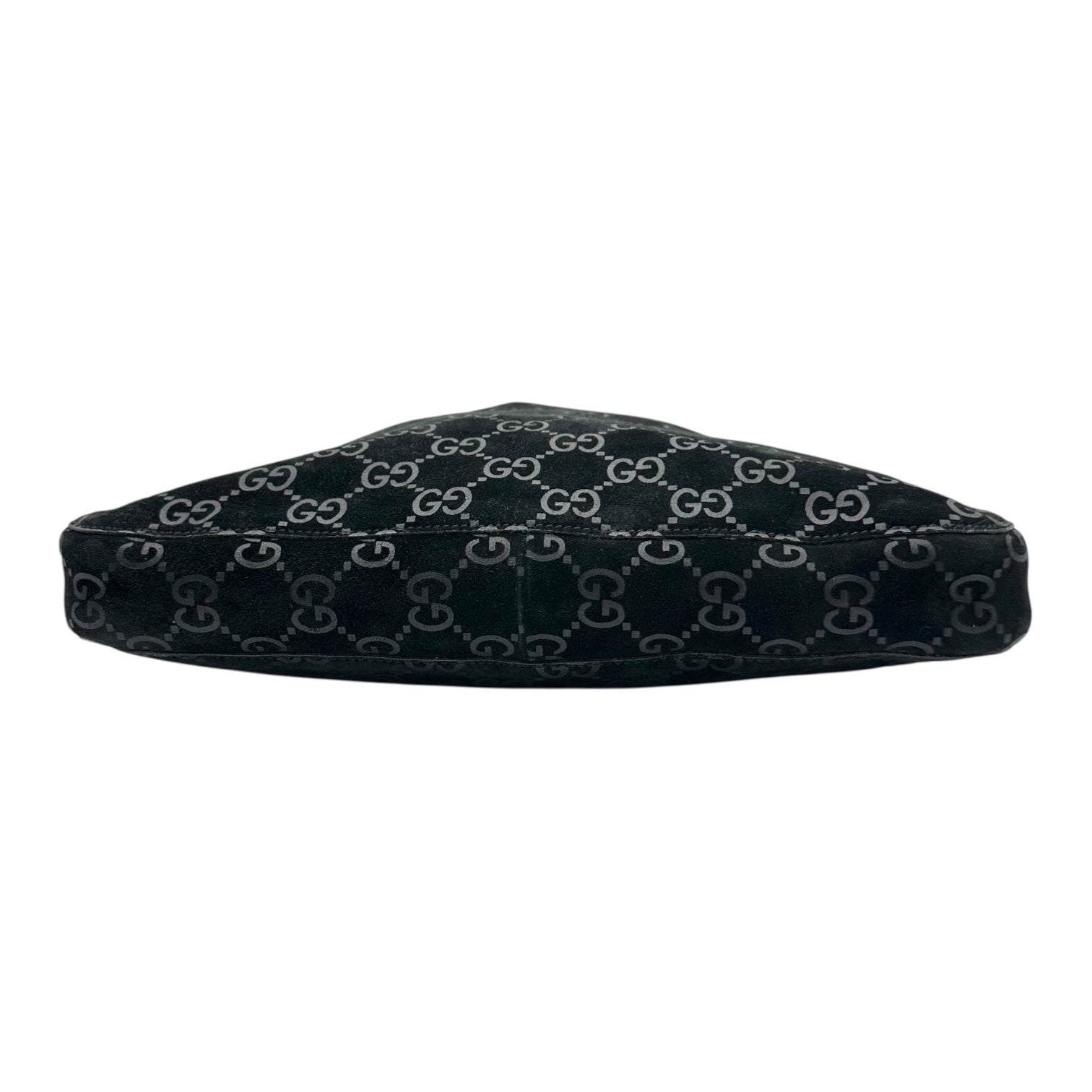 Gucci by Tom Ford Black Monogram Suede Horsebit Chain Hobo Bag - Outfit Repeater