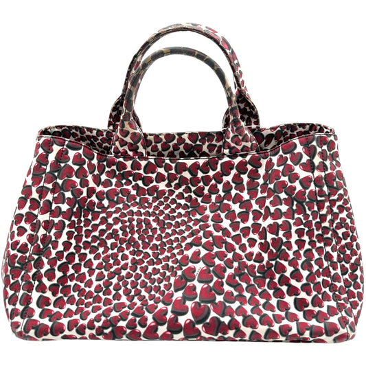 Prada Heart Print Canapa Tote Bag