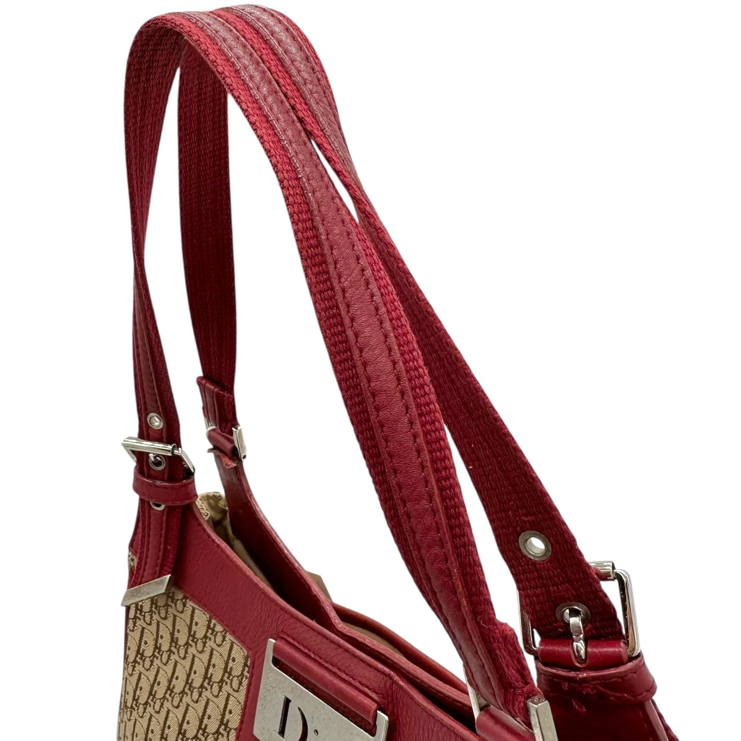 Christian Dior Street Chic Burgundy Trim Monogram Shoulder Bag - Outfit Repeater
