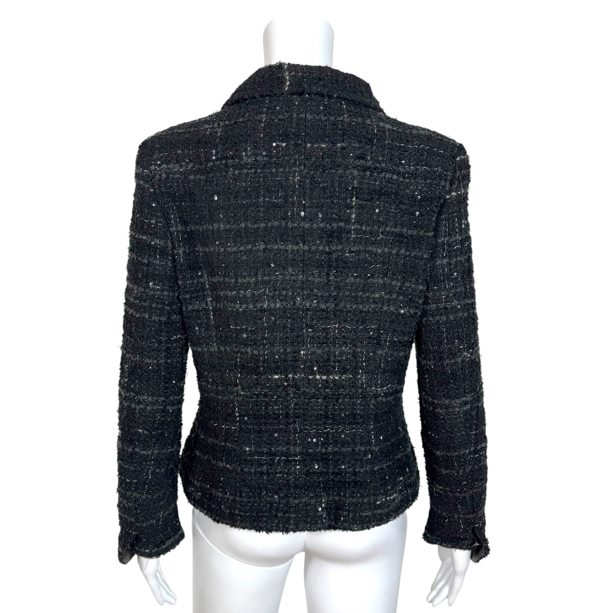 Chanel Autumn 2003 Black & Gray Sequin Embellished Tweed Jacket