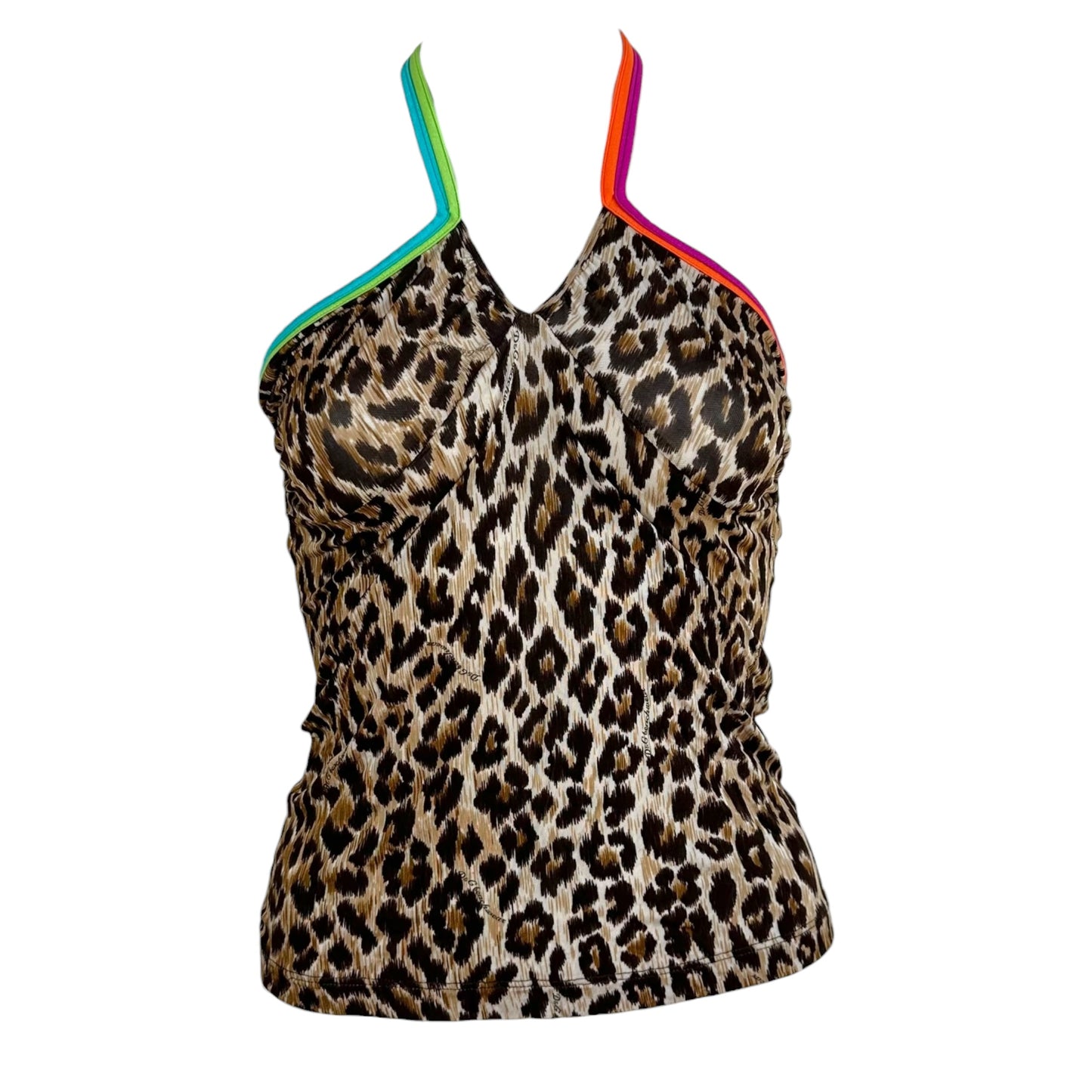 D&G Beachwear Multicolor Strap Leopard Print Halter Tank