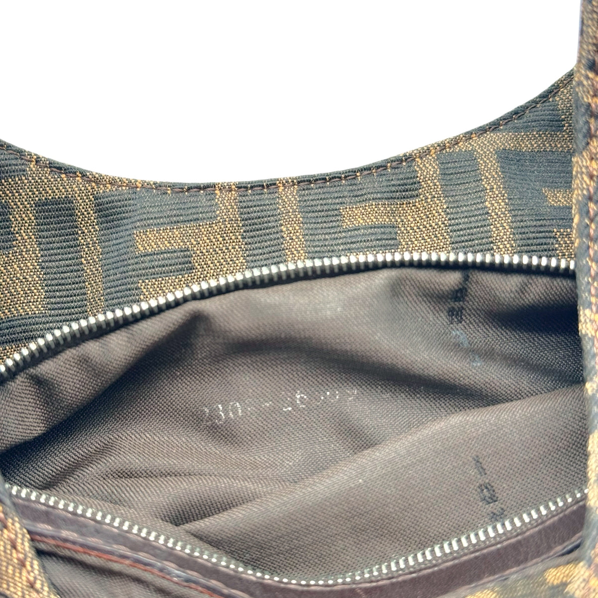 Fendi Brown Monogram Zucca Shoulder Baguette Bag