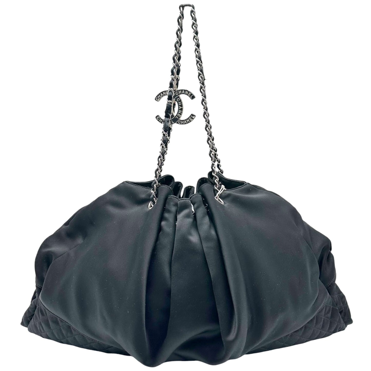 Chanel Black Satin Melrose Cabas Tote Bag