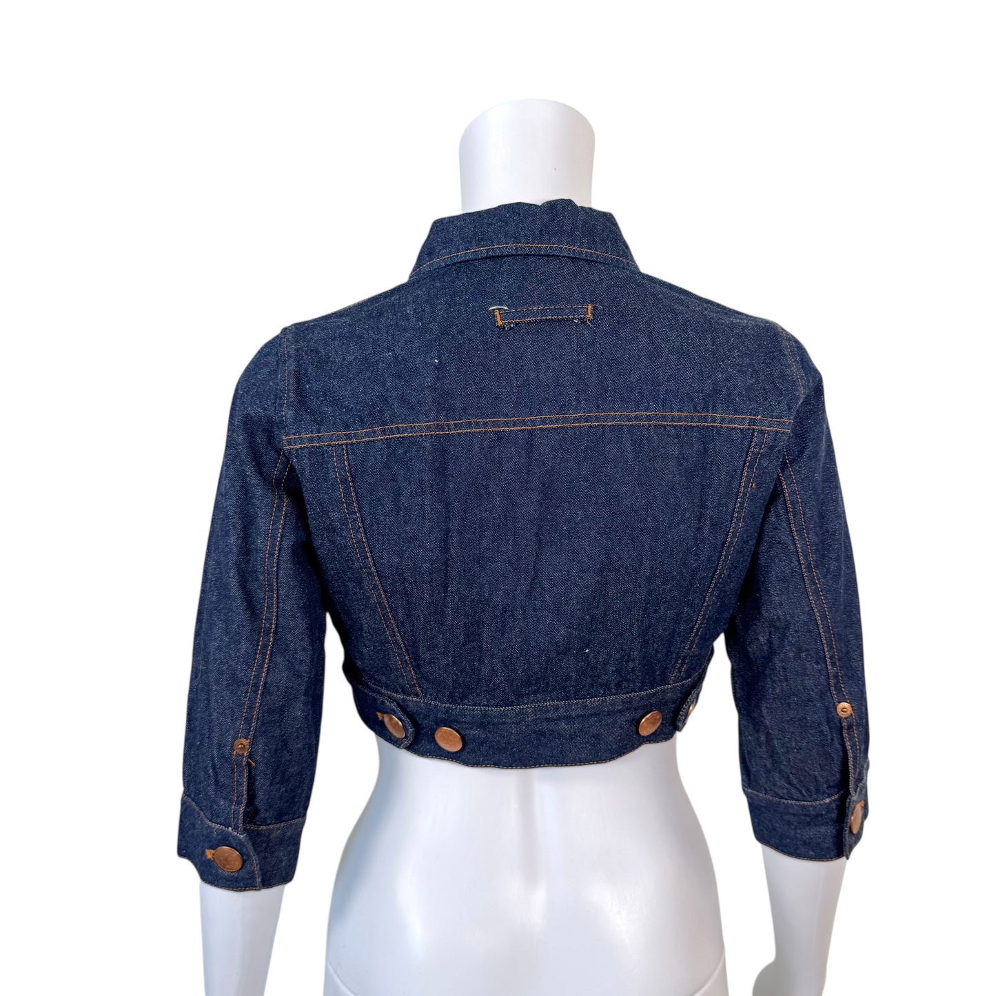 Jean Paul Gaultier Jean's Blue Denim Cropped 3/4 Sleeve Top - Outfit Repeater