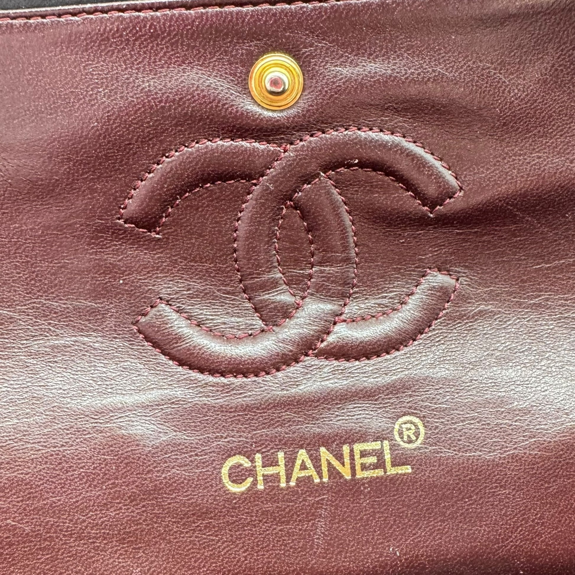 Chanel Black Lambskin Matelasse Quilted Classic Medium Double Flap Bag 1989-1991 - Outfit Repeater