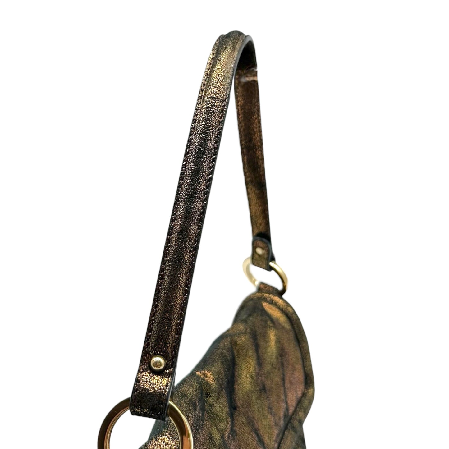 Fendi Bronze Metallic Suede Shoulder Bag