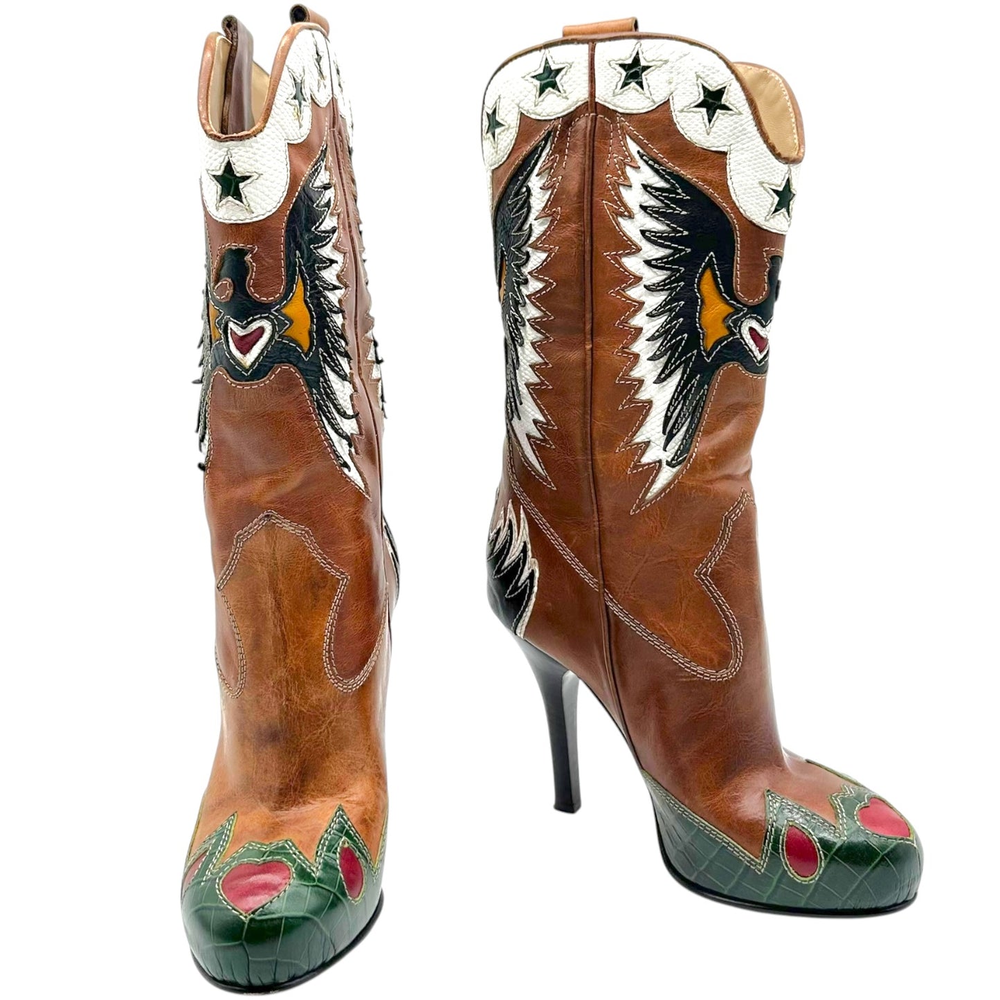 Dolce & Gabbana Brown Leather Heeled Cowboy Boots