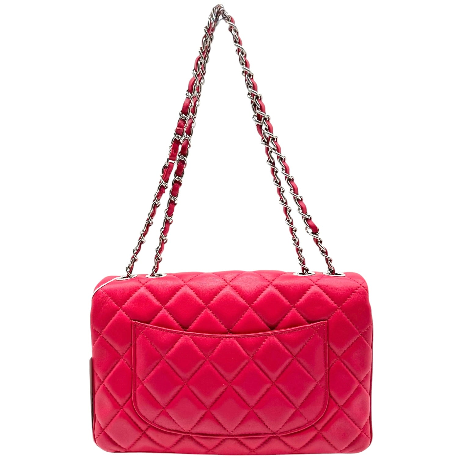 Chanel Medium Flap Bag Fuchsia Silver Matelasse Quilted