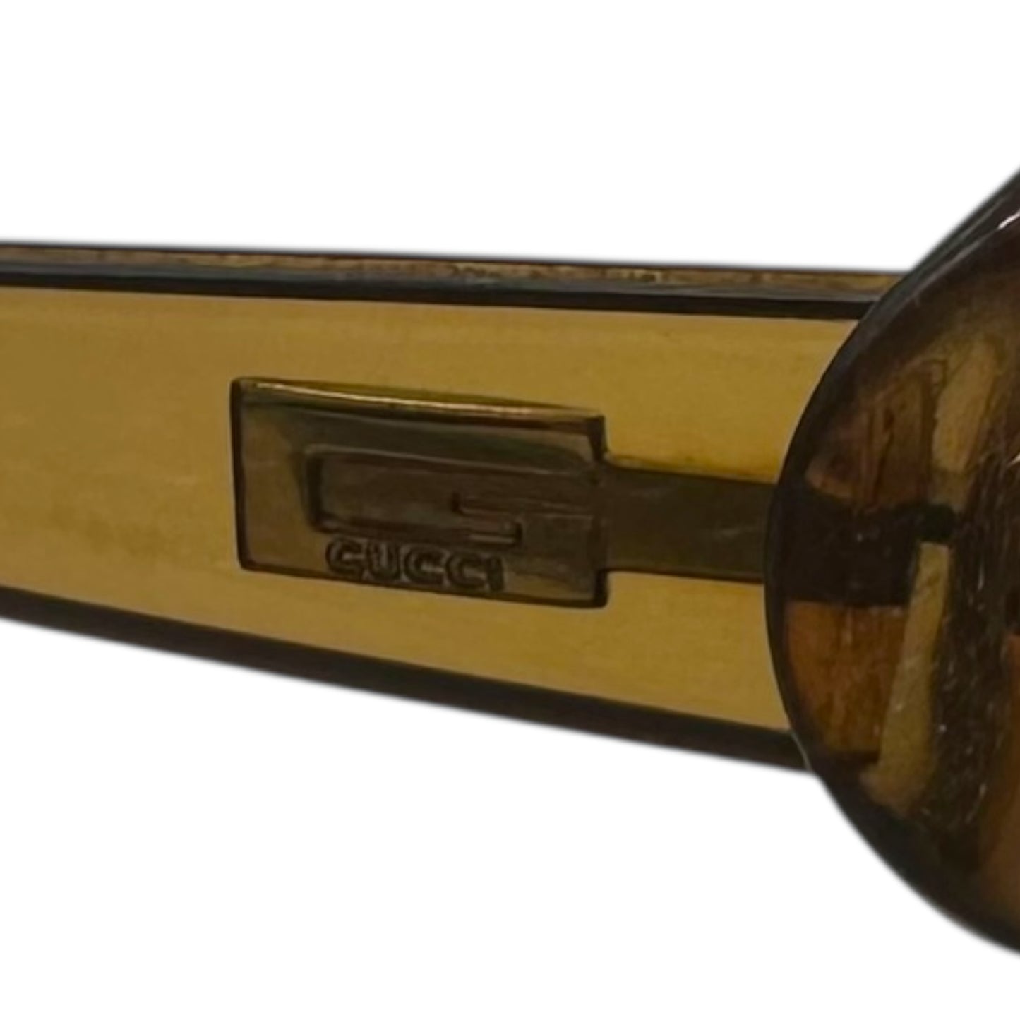 Gucci 90's Brown / Yellow Transparent Oval Sunglasses - Outfit Repeater