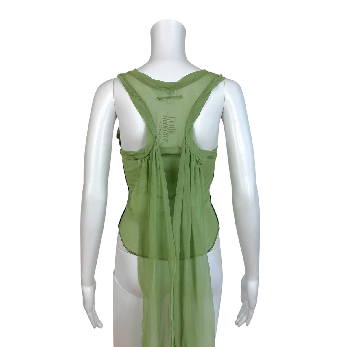 Jean Paul Gaultier Light Green Mesh Wrap Cropped Tank
