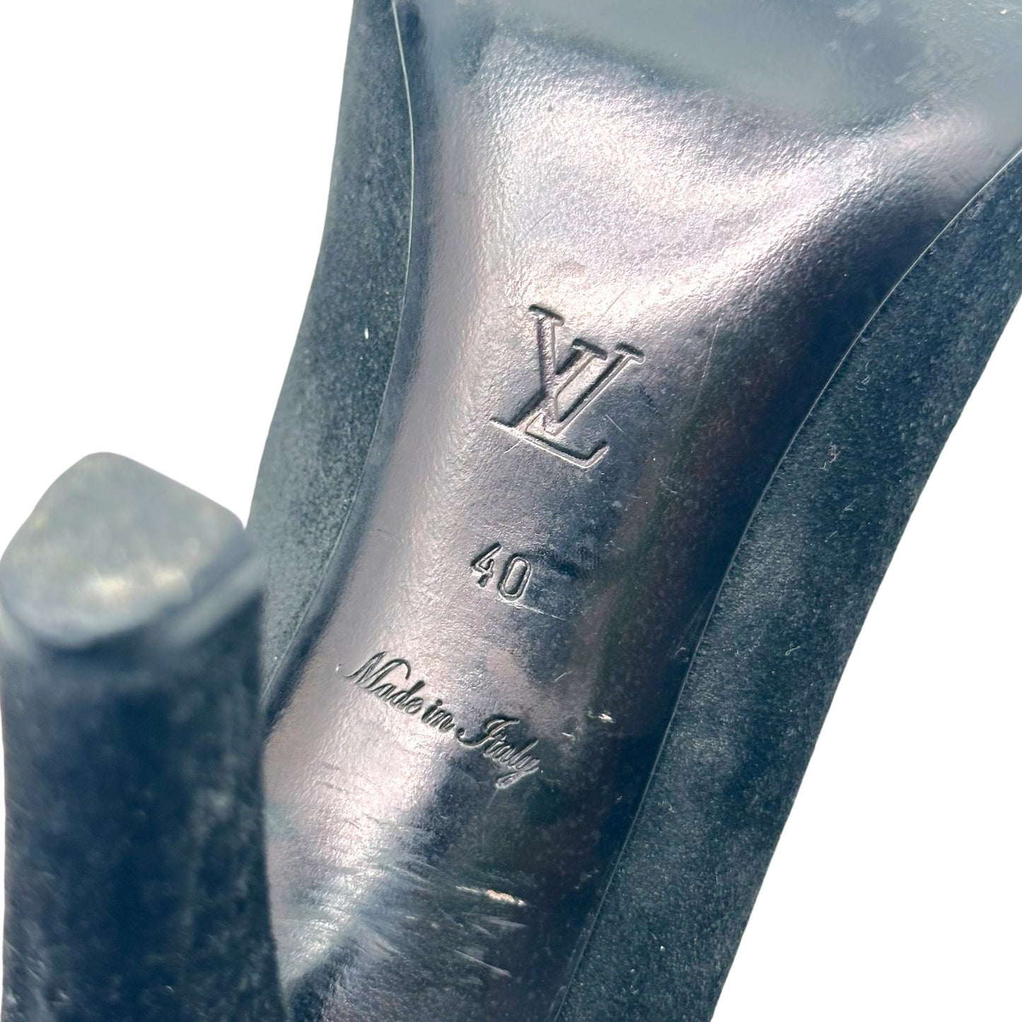 Louis Vuitton Black Suede & Silver Hardware Square Toe Mary Jane Pumps