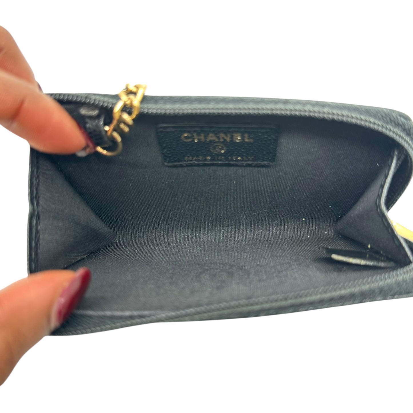 Chanel Black Caviar Contrast Stitch Key Pouch - Outfit Repeater