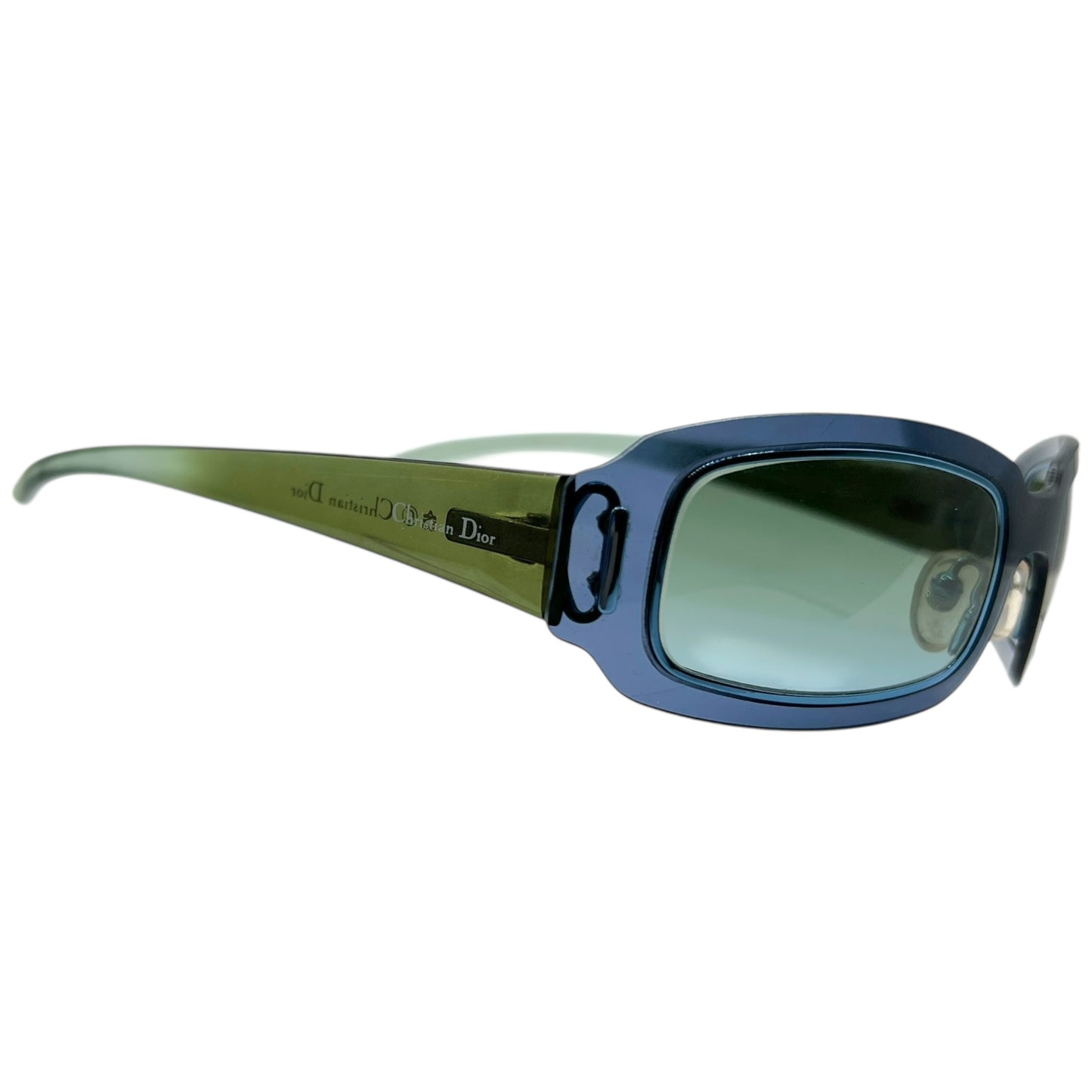 Christian Dior Working Girl Green & Blue Rectangle Sunglasses