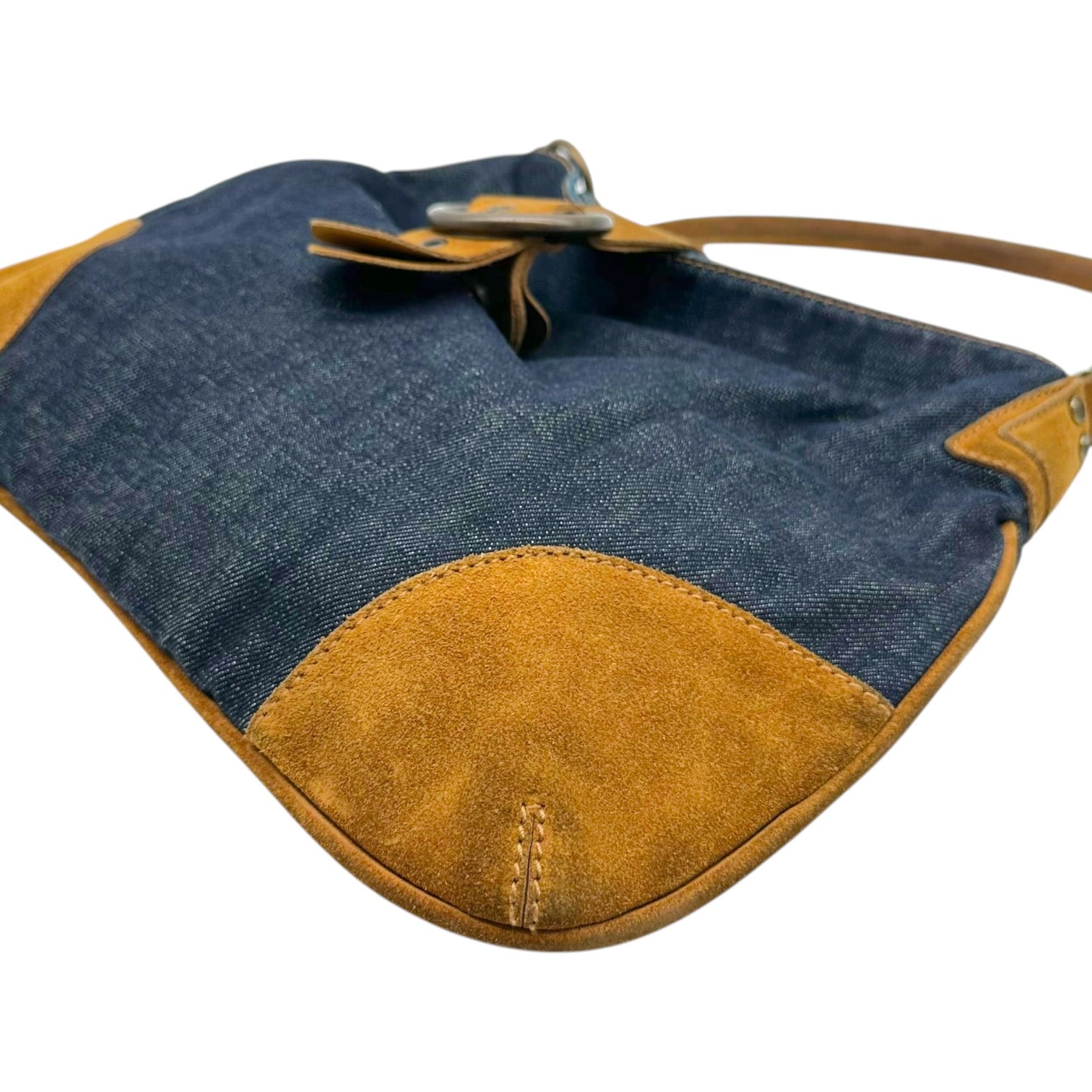 Dolce & Gabbana Denim Tan Suede Shoulder Bag
