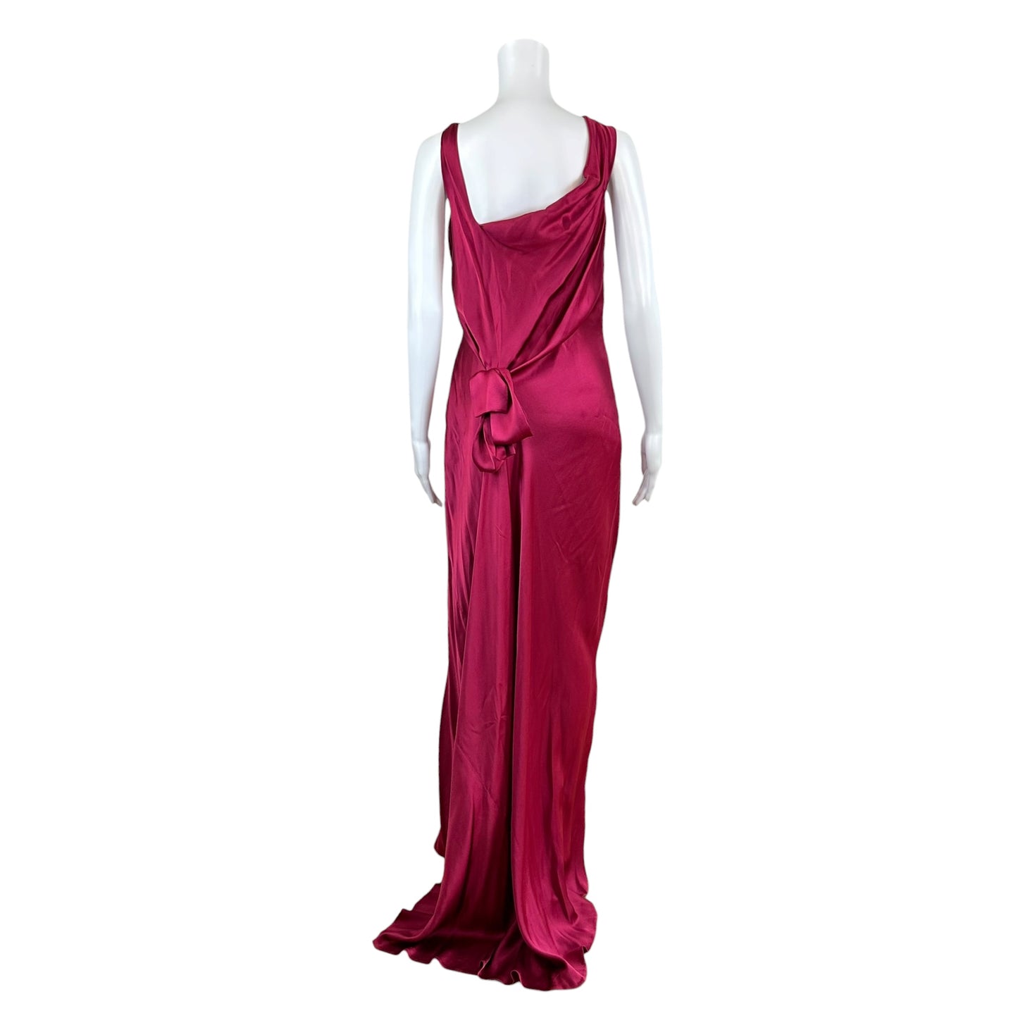 Alberta Ferretti Fuchsia Pink Draped Silk Maxi Gown