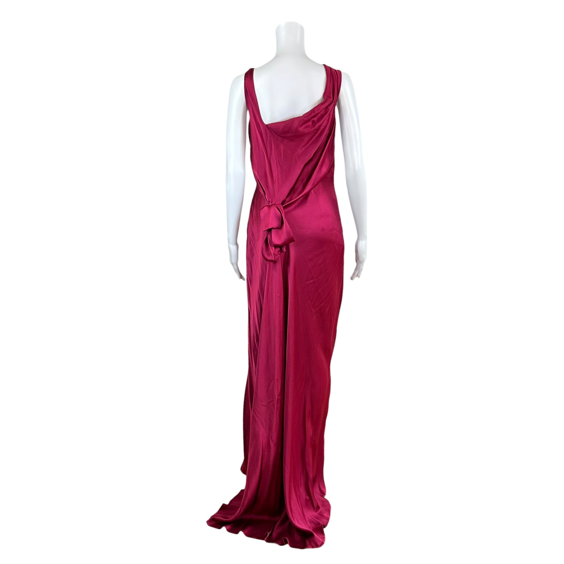 Alberta Ferretti Fuchsia Pink Draped Silk Maxi Gown