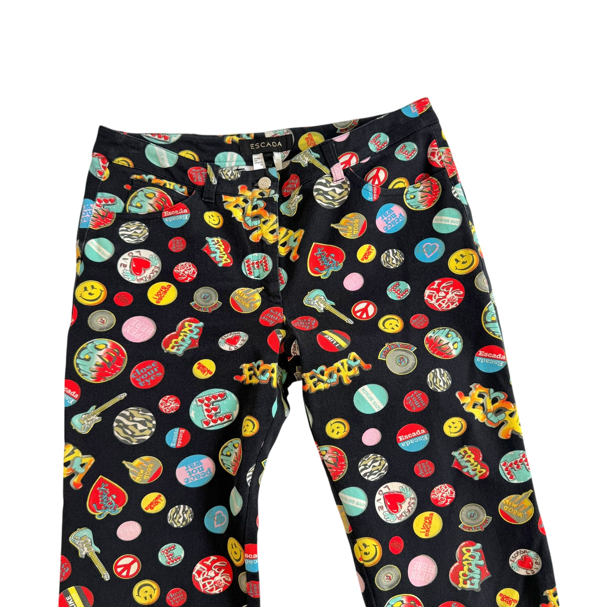 Escada Multicolor Capri Pants Guitar Pin Print Size S