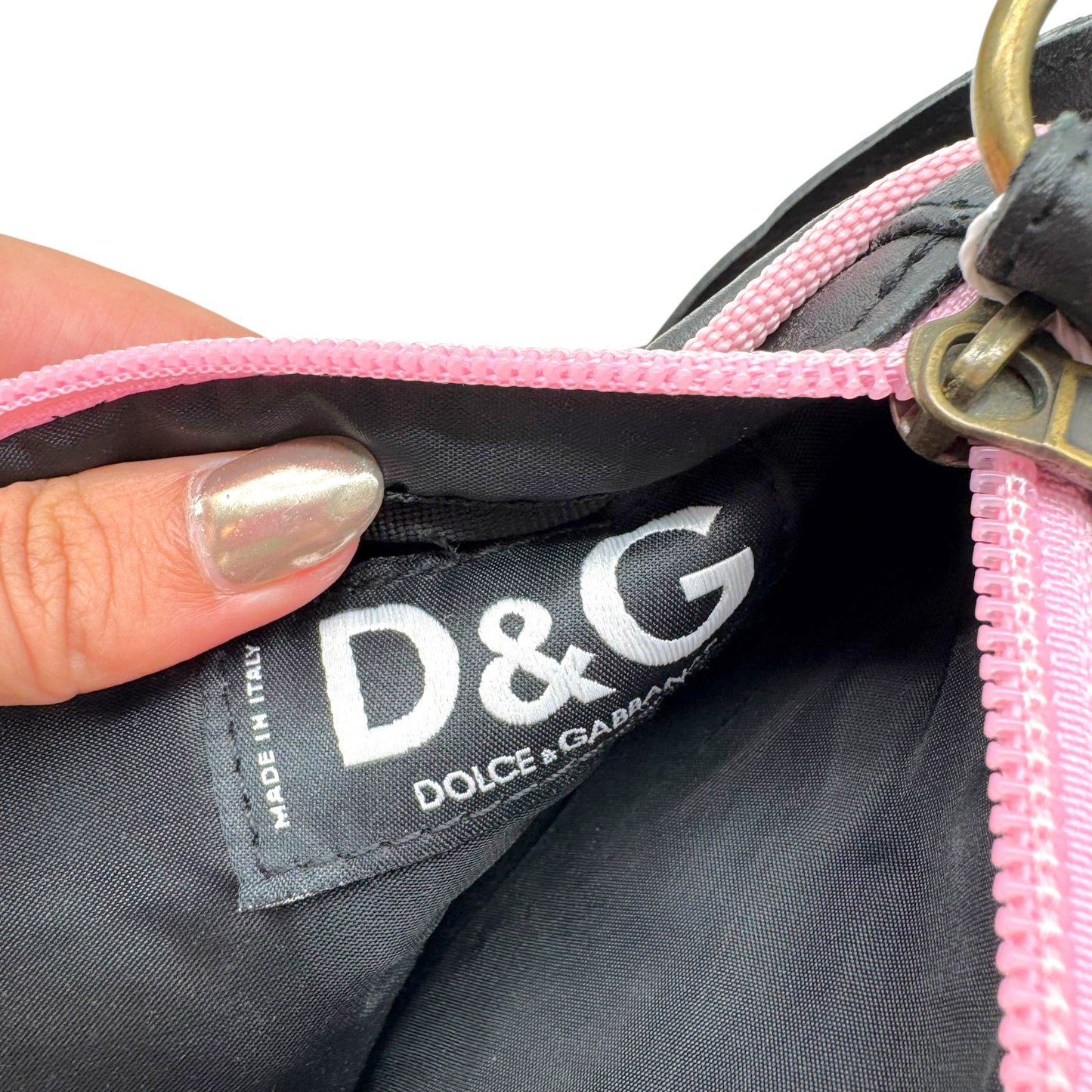 Dolce & Gabbana Pink Black Tennis Style Shoulder Bag