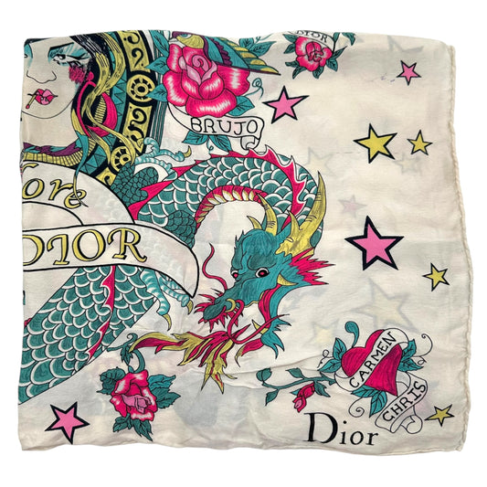 Christian Dior Tattoo Print Silk Scarf