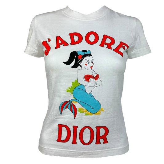 Christian Dior F/W 2002 J'Adore Dior Mermaid T-Shirt White - Outfit Repeater