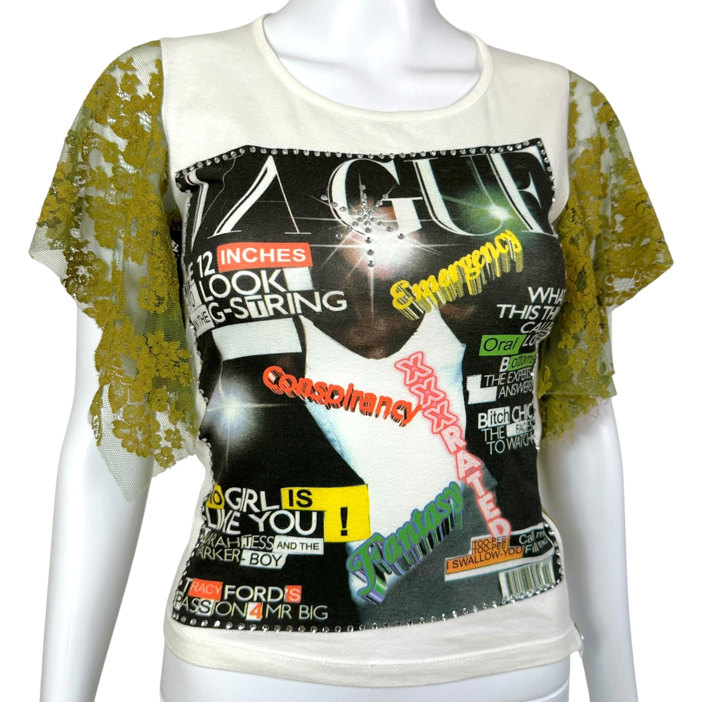 D&G Dolce & Gabbana Explicit Magazine Lace Back T-Shirt