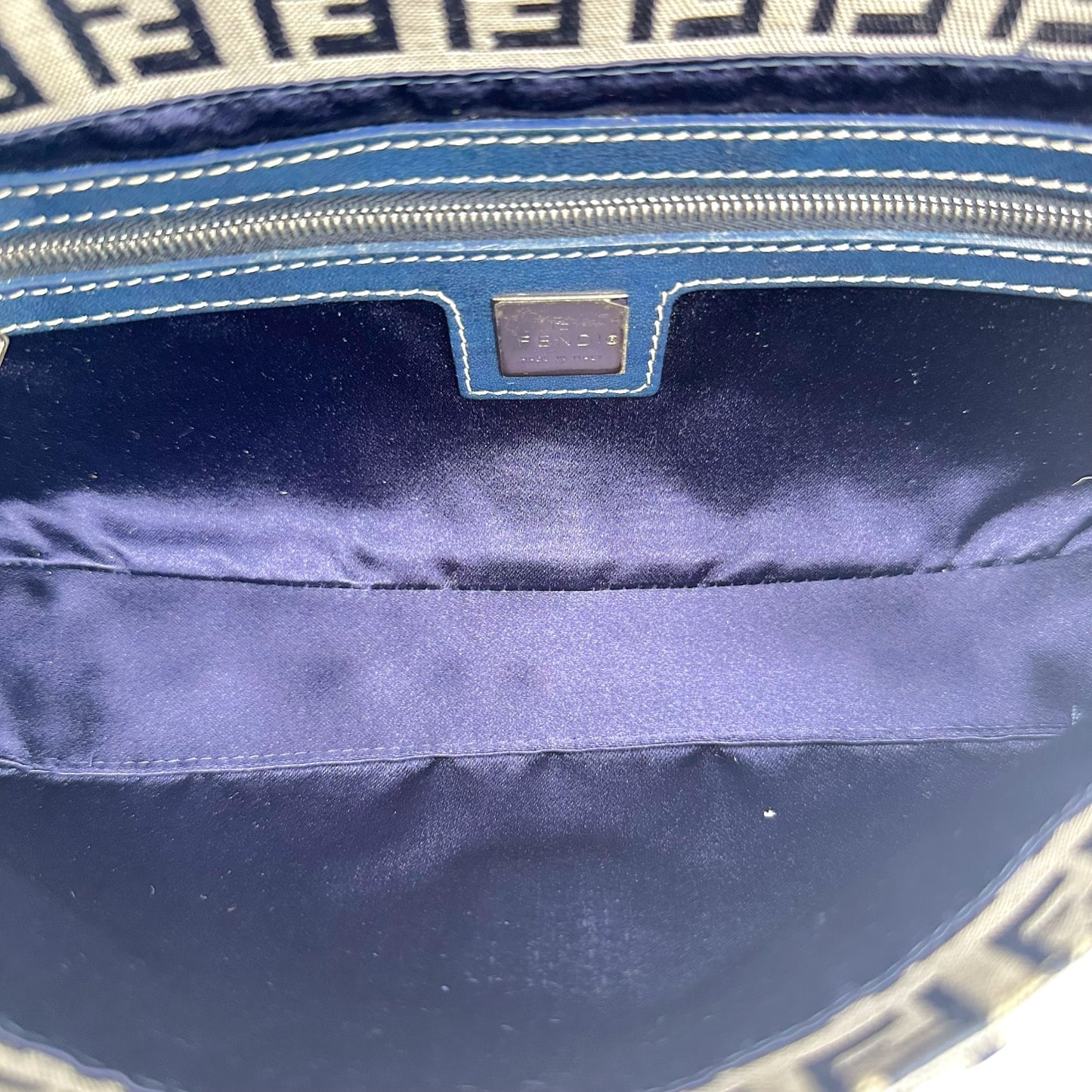 Fendi Navy Blue Zucchino Monogram Baguette Bag