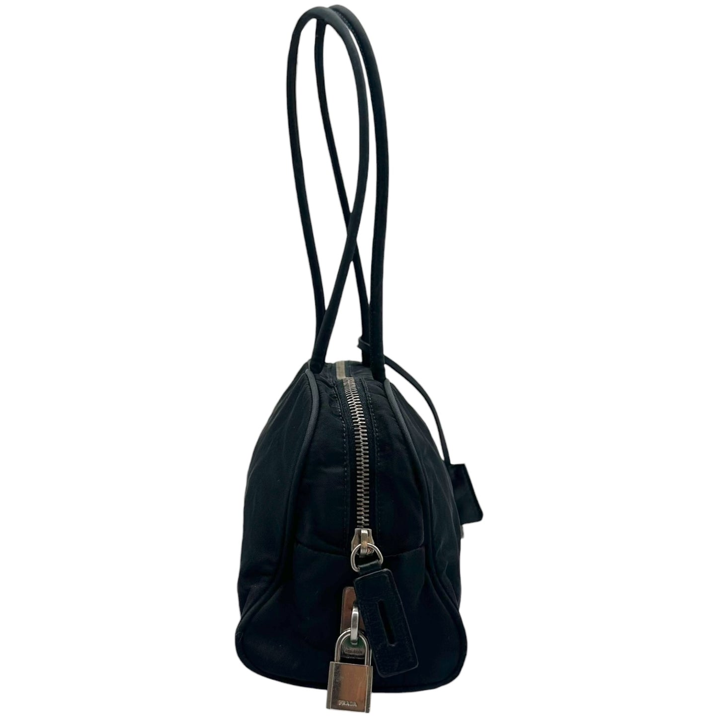 Prada Black Nylon East West Bowler Shoulder Bag
